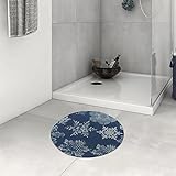 Badezimmerteppich rutschfest Schöner Beige-Elfenbein-Schatten-verschiedener Schneeflocken-blauer Hintergr…
