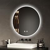 EMKE Badspiegel mit Beleuchtung rund 60cm Durchmesser Badezimmerspiegel mit Antibeschlag, Dimmbar Kaltweiß…