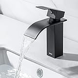 ONECE Schwarz Waschtischarmatur Wasserfall Wasserhahn Bad Mischbatterie Waschbecken, Einhebelmischer…