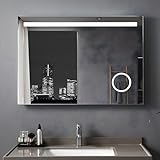 MEESALISA LED Badspiegel 100x70 cm mit Beleuchtung Badezimmer Wandspiegel Antibeschlage Lichtspiegel…