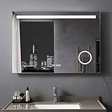 LISA Badspiegel 120 x 80 cm mit Beleuchtung LED Rechteckig Badezimmer Wandspiegel Antibeschlage Lichtspiegel…