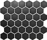 Mosaik Hexagon uni schwarz matt Keramik Mosaik, Mosaikstein Format: 51x59x5 mm, Bogengröße: 325x281…