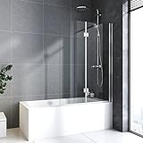 100 cm Breite Duschtrennwand für Badewanne,Flügel-Falttür. 6mm ESG NANO Glas, Höhe 140cm Badewannenaufsatz