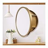 Moderner Wand Badezimmer Spiegelschränke, Runder Hängender Aufbewahrungsschrank für Medizin, für Wohnzimmer Küche Schlafzimmer,Gold,60cm
