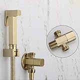 FZHLR Bidet Armaturen Wand Gebürstet Gold Kaltes Wasser Toilette Eckventil Hand Hygienic Duschkopf Wash…