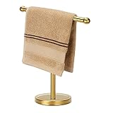 Gold Handtuchhalter Ständer mit schwerem Edelstahlsockel, T-Form Handtuchhalter, freistehender Handtuchhalter…