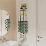 Luxspire Handtuchhalter Wand Montage, 2 Ebenen Gästehandtuchhalter Badezimmer 80 cm Handtuchregal mit…