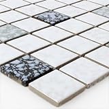Keramik Mosaik Fliesen Weiss Schwarz Gehämmert Wand Verblender Verkleidung Bad