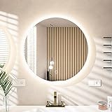 Essbhach Badspiegel Rund mit Beleuchtung, Badezimmerspiegel Antibeschlag, 6000K Weißes Licht Led Badezimmer…