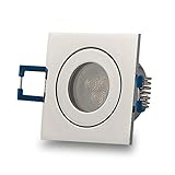 LED Einbaustrahler Chrom - eckig 3W kaltweiß 12V MR11 - IP44 für Bad, Außenbereich Ø40mm Bohrloch -…