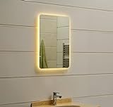 LED Badspiegel 50x70cm Badezimmerspiegel mit abgerundeten Ecken und LED-Beleuchtung Wandspiegel Warmweiß…