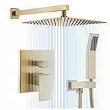MULANDY Gebürstetes Gold-Duschsystem mit Hochdruck-Duschkopf mit Handbrause-Set, komplett, Badezimmer-Duscharmaturen-Sets…