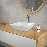 ML-Design Waschbecken aus Keramik in Weiß glänzend 41x41x12 cm Quadratisch, Moderne Aufsatzwaschbecken,…