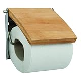 MSV 140396 Toilettenpapierhalter Klorollenhalter Bambus/Edelstahl, 13 x 15 x 1,5 cm