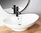VBChome Waschtisch Keramik 60 x 40 x17 cm Design Oval Handwaschbecken Aufsatz-Waschschale FÜR Badezimmer…