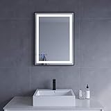 Lichtspiegel 80x60 cm Wandspiegel Schwarz matt Rahmen Badspiegel mit Beleuchtung Lichtschalter Badezimmerspiegel…