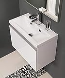 Quentis Badmöbelset Faros, Breite 60/ Tiefe 31 cm, Waschbecken und Unterschrank, weiß glänzend, Unterschrank montiert
