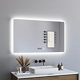 BD-Baode Badspiegel mit Beleuchtung 60x100cm,LED Badspiegel mit Uhr Badezimmerspiegel Touchschalter…