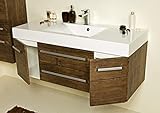 Quentis Badmöbel Zeno, Breite 120 cm, Waschbecken mit Unterschrank, Holzdekor antik, Waschbeckenunterschrank montiert