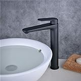 Badezimmer Waschtischarmatur Mischbatterie Einhebel Wasserhahn Hoch Waschbecken Armatur Ein Loch, Matt-schwarz,…