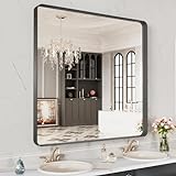 LOAAO Badezimmerspiegel für die Wand, 71,1 x 81,3 cm, schwarzer Metallrahmen, mattschwarzer Badezimmer-Schminkspiegel,…