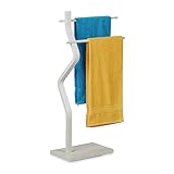 Relaxdays Handtuchständer, 2 Stangen, freistehend, HxBxT: 85x43,5x20 cm, Badständer für Handtücher,…