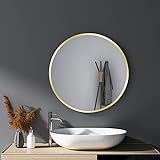 HY-RWML Spiegel Rund Gold 50cm Wandspiegel Badspiegel groß Badezimmerspiegel für Badezimmer Waschräume…