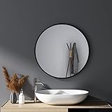 HY-RWML Spiegel Rund Schwarz 60cm Badspiegel Wandspiegel groß Badezimmerspiegel für Badezimmer Waschräume…