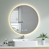 S'AFIELINA Badezimmerspiegel Rund LED Badspiegel Rund 80cm Durchmesser Badspiegel mit TouchSchalter…