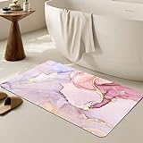 TESIQIMT Badezimmerteppich, moderner rosa Marmor-Badeteppich, Heimdekoration, rutschfeste Bodenmatte,…