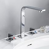 SaniteModar Badezimmer-Wasserhahn Chrom, weit verbreiteter Badezimmer-Waschbecken-Wasserhahn, 2 Griffe…