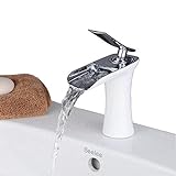 Waschtischarmatur Wasserfall Wasserhahn Bad Mischbatterie Modern Einhebel Waschbecken Armatur für Badezimmer…