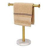 Songtec Gold Hand Towel Holder Stand, Fingertip Towel Rack with Heavy Marble Base, Accessories Jewelry…