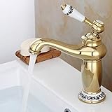 Gold Retro Waschbecken Einhebel Messing Wasserhahn Küche Mischbatterie Armatur