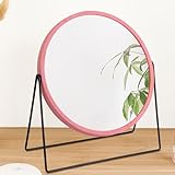 JJUUYOU Schreibtisch-Tischspiegel mit mentalem Ständer, Kosmetikspiegel, rosa Holzspiegel, 360° drehbarer…