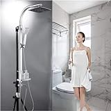 Regendusche Duschsystem Edelstahl Brauseset Duschset mit Handbrause, Kopfbrause, Seifenschale und Duschstange,…
