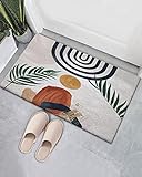 Yun Nist Mid Century Badteppich, abstrakte Boho-Blatt-Fußmatte, flauschig, Plüschteppich, geometrisch,…