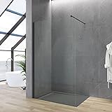 Walkin Dusche Duschabtrennung schwarz 90x200 cm Begehbare Duschwand Glas bodengleich Glasduschwand Glastrennwand…