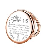 LQRI Sweet 15 Gifts for Girls 15th Birthday Compact Mirror 15 Year Old Girl Gifts Makeup Mirror Fifteen…