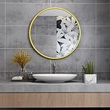 MIQU Badezimmerspiegel 50 x 50 cm Badspiegel ohne Beleuchtung Rund Spiegel Gold Metallrahmen Wandspiegel…