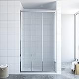AQUABATOS® 100 x 195 cm Schiebetür Dusche 3 teilig Duschtür Dreiteilige Gleittür in Nische Nischenschiebetür…