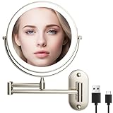 jutyum kosmetikspiegel wandmontage Kosmetikspiegel mit 1X/10X Vergrößerung LED Beleuchtung Spiegel Wandmontage…
