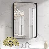 LOAAO Badezimmerspiegel für die Wand, 55,9 x 76,2 cm, Abgerundeter rechteckiger Spiegel, mattschwarzer…