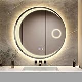 YOSHOOT Badspiegel mit Beleuchtung, 800mm Runder Wandspiegel LED-Beleuchtung, Antibeschlag großer Schminkspiegel,…