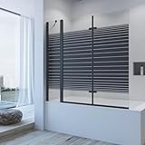 AQUABATOS Duschwand Badewanne schwarz 150 x 140 cm Badewannenaufsatz 3 Teilig faltbar Duschtrennwand…