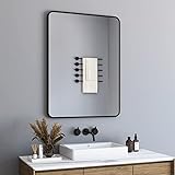 BD-Baode Badspiegel Ohne Beleuchtung 40x60 cm Rechteckiger Spiegel für Wand Schwarz Metallrahmen Wandspiegel…