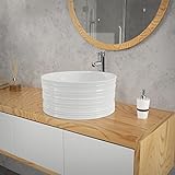 ML-Design Waschbecken aus Keramik in Weiß glänzend Ø 410 x 180 mm Rund, Moderne Aufsatzwaschbecken,…