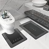 2-teiliges Badezimmermatten-Set, U-förmig, rutschfest, schnelltrocknend, WC-Badteppich für Badewanne,…