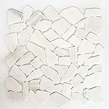 Mosaik Bruch/Ciot uni weiß Marmor Naturstein Küche, Mosaikstein Format: 15-69x8 mm, Bogengröße: 315x315…