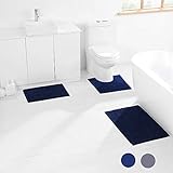 AinDen Weich Badematten & Badteppiche Set 3 teilig Mikrofaser rutschfest Wasser saugfähige Badezimmerteppich…